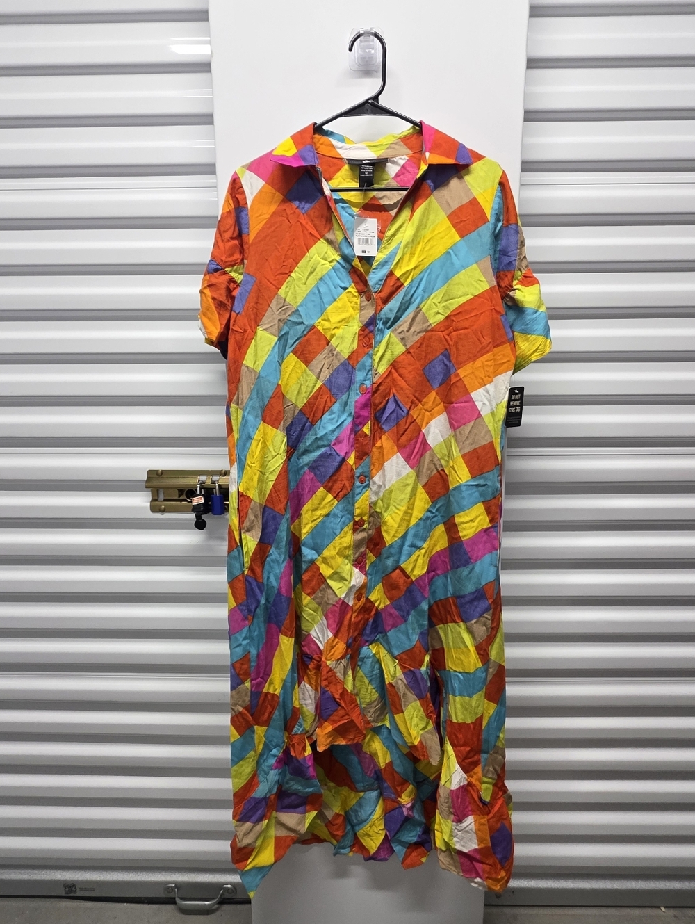 Multicolor Shirt Dress High Low Hem Flutter Sleeve Dopamine Boho Art Teacher